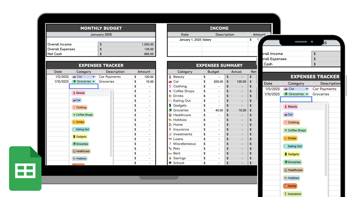 2026 Expenses + Budget Template
