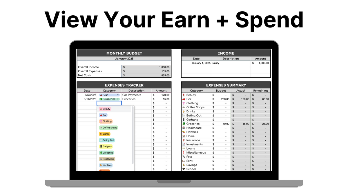 2026 Expenses + Budget Template